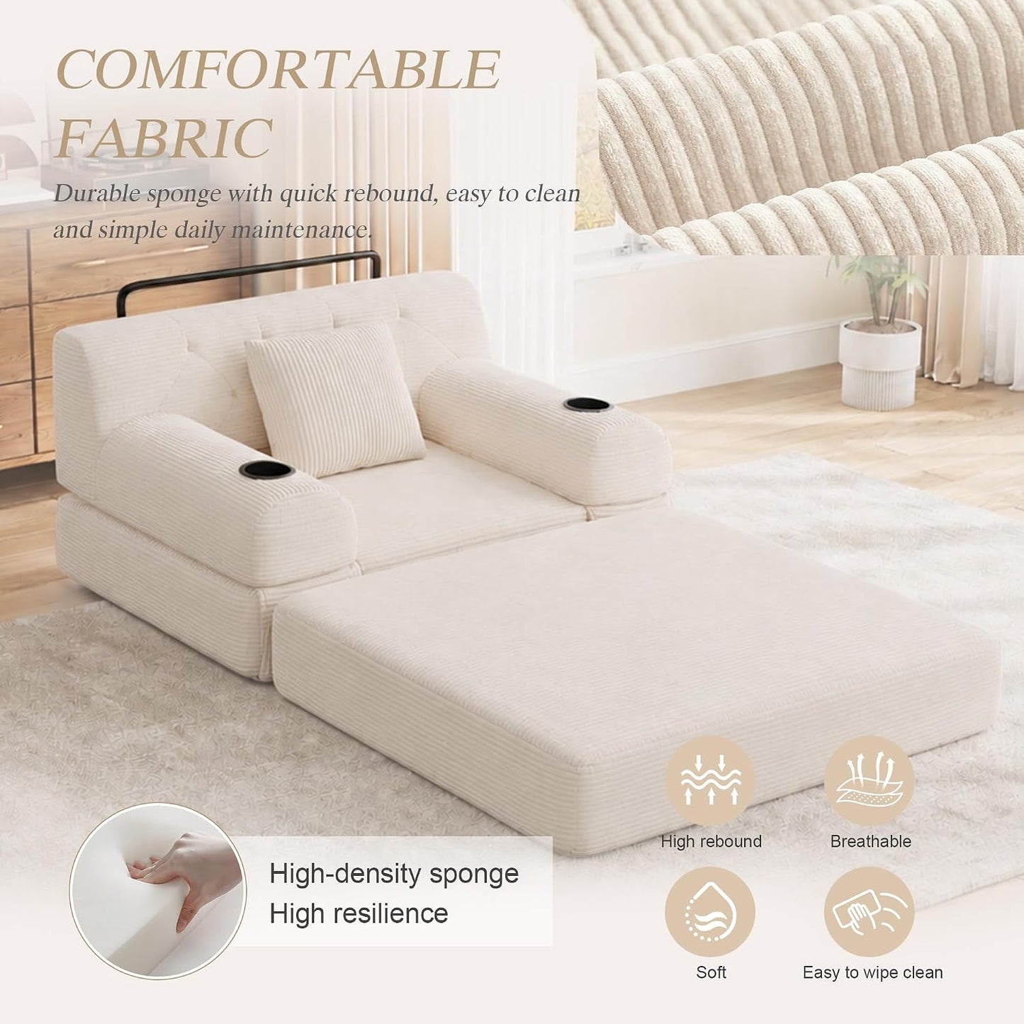Single Sofa Bed, Reading Chair & Chaise Lounge for Small Living Rooms