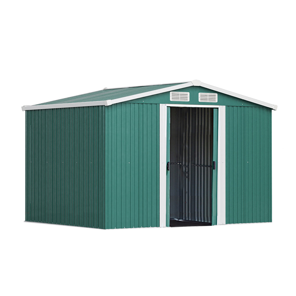 10x8ft Metal Garden Storage Shed With Gable Roof