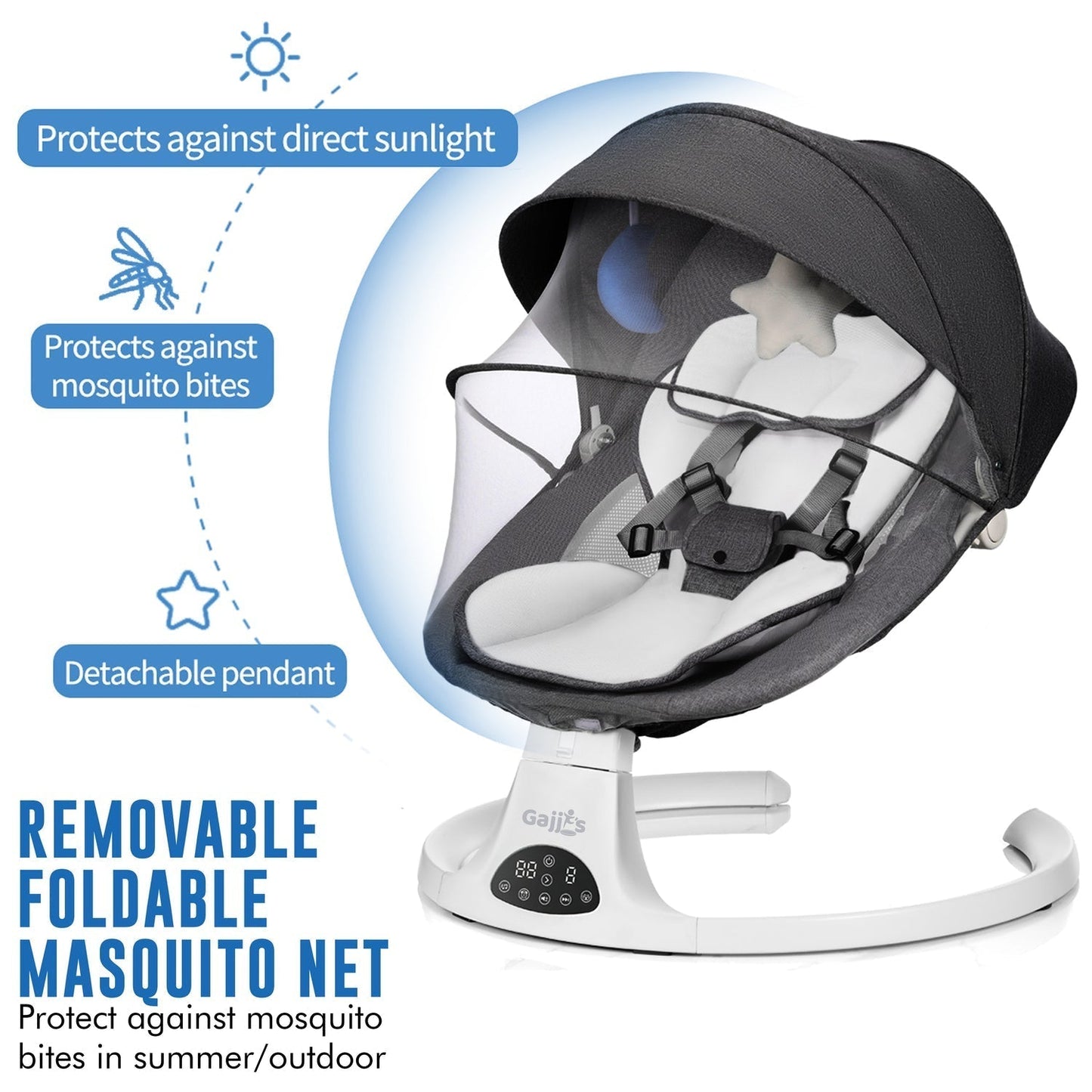 Electric Baby Swing Rocker Chair with Bluetooth & Remote by FK Sports