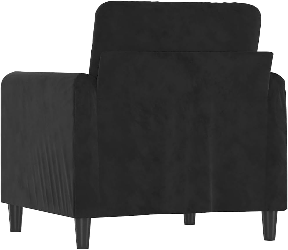 Black Velvet Lounge Chair with Metal Frame, 60cm Seat Width, Sturdy Up to 110kg, Luxury Single Sofa for Living Room, Modern Design, Comfortable Relaxation Cushions Furniture