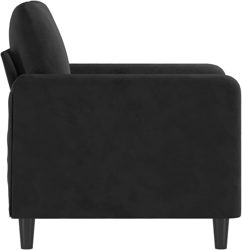 Black Velvet Lounge Chair with Metal Frame, 60cm Seat Width, Sturdy Up to 110kg, Luxury Single Sofa for Living Room, Modern Design, Comfortable Relaxation Cushions Furniture