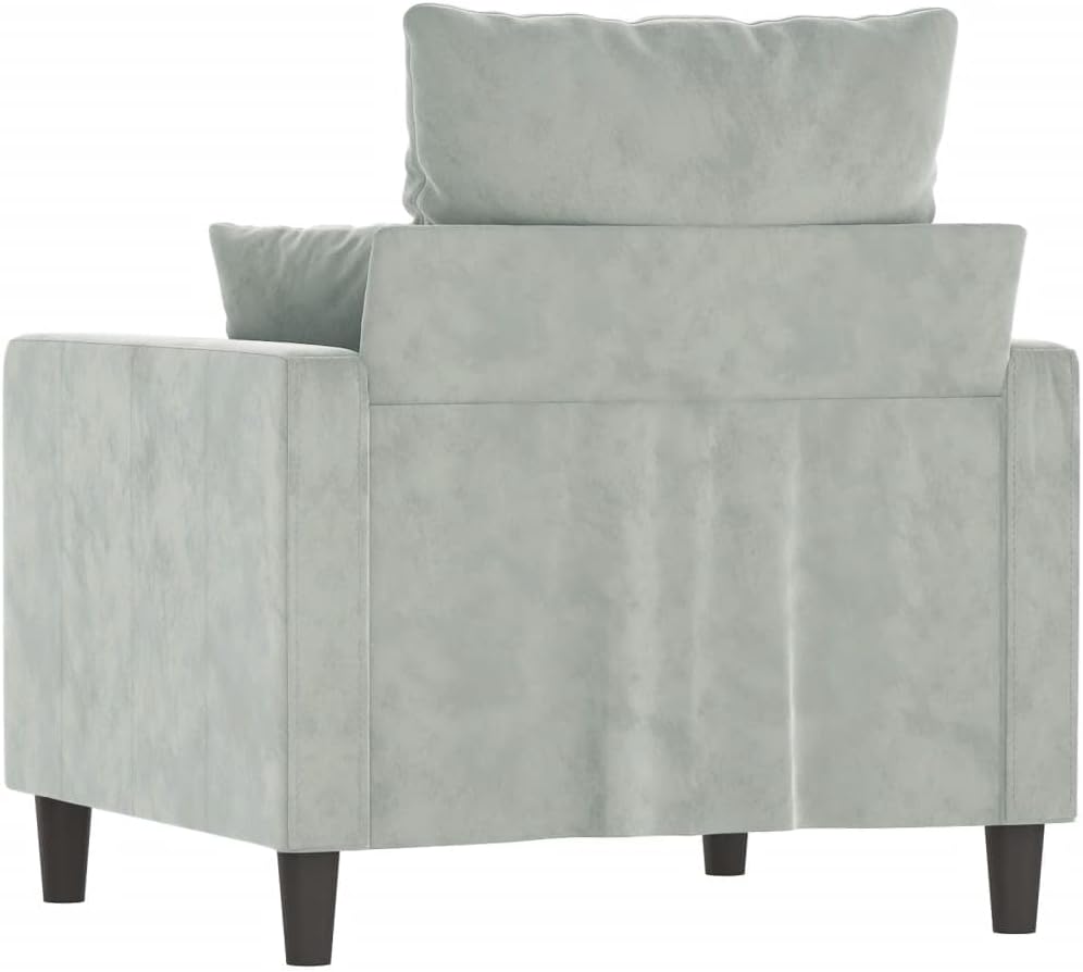 elegant armchair, light grey, 60cm seat width, velvet cover, metal frame, modern, comfortable single sofa lounge chair for living room, load capacity up to 110kg