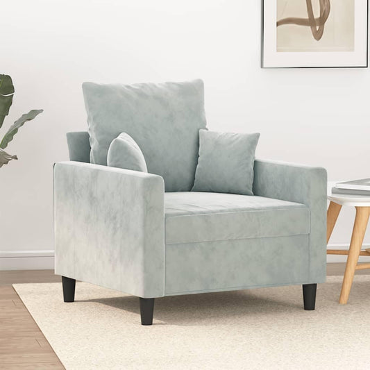elegant armchair, light grey, 60cm seat width, velvet cover, metal frame, modern, comfortable single sofa lounge chair for living room, load capacity up to 110kg