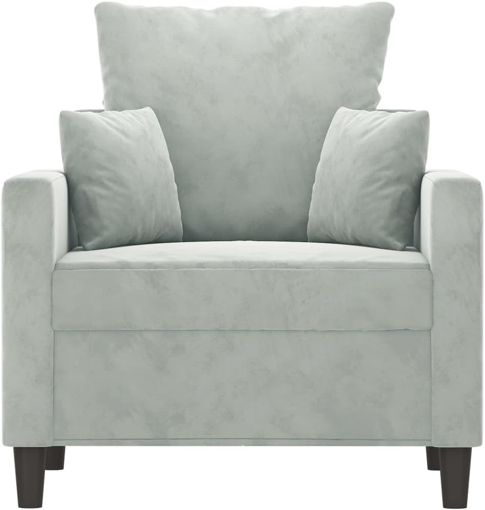 elegant armchair, light grey, 60cm seat width, velvet cover, metal frame, modern, comfortable single sofa lounge chair for living room, load capacity up to 110kg