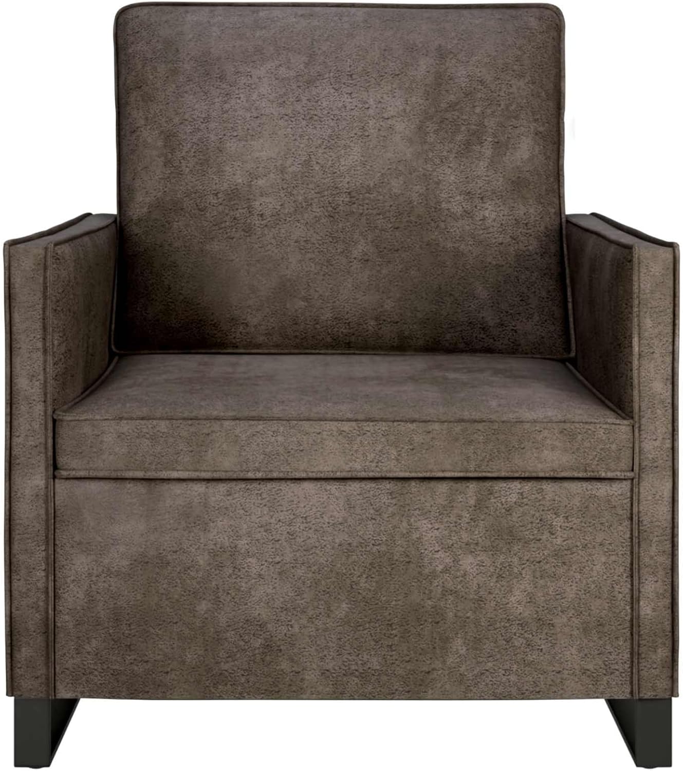 Homgoday Elevate your space with this Dark Grey Single Sofa. Crafted from soft faux suede, it measures 70x81x82 cm, offering stylish comfort and a modern touch to any room.