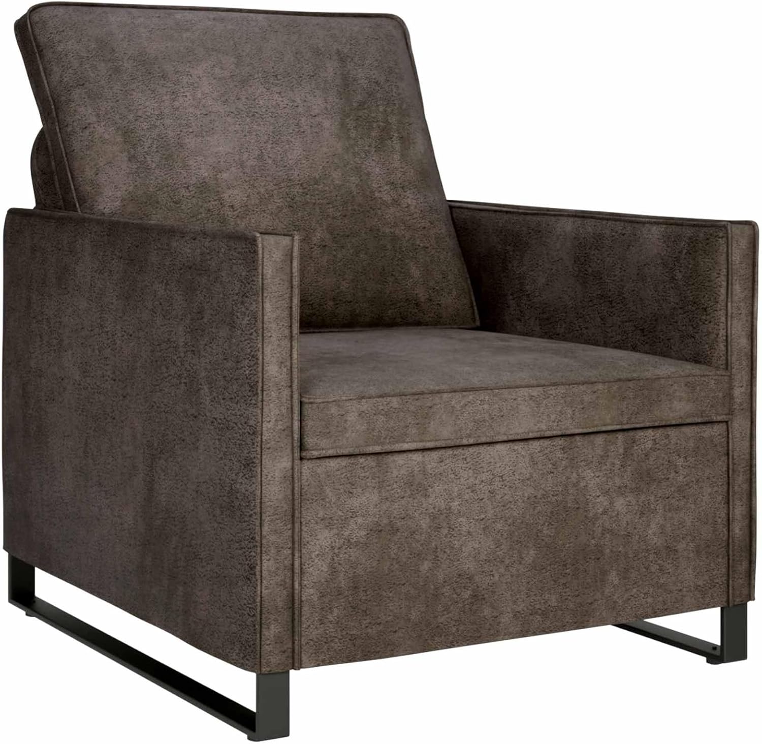 Homgoday Elevate your space with this Dark Grey Single Sofa. Crafted from soft faux suede, it measures 70x81x82 cm, offering stylish comfort and a modern touch to any room.