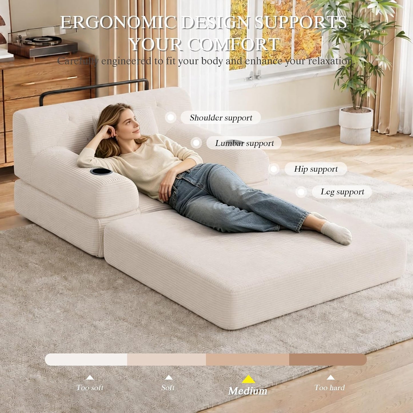 Single Sofa Bed, Reading Chair & Chaise Lounge for Small Living Rooms