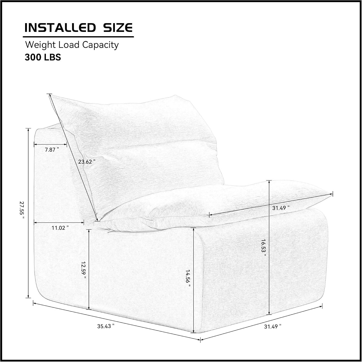 Single Sofa Lounge Chair with Backrest Fully Compressed Polyester Sofa Suitable for Living Room,Bedroom,Orange