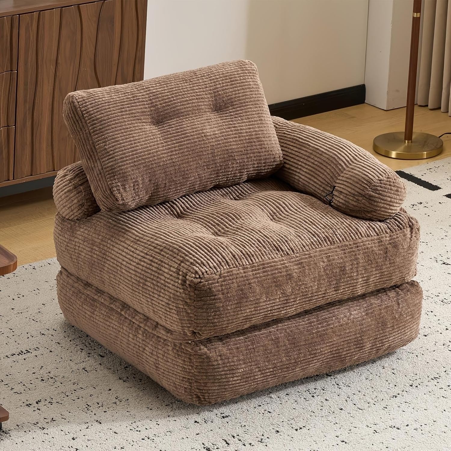 Boneless Couch, Convertible Futon Sofa Bed, Adjustable Armrest