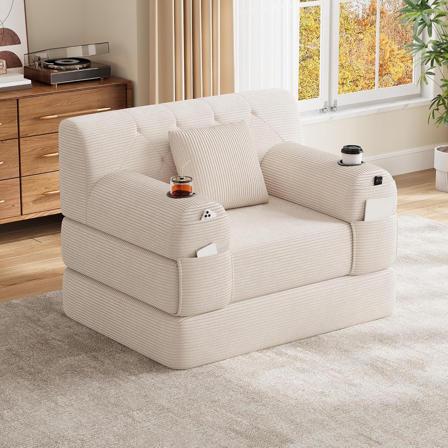 Single Sofa Bed, Reading Chair & Chaise Lounge for Small Living Rooms