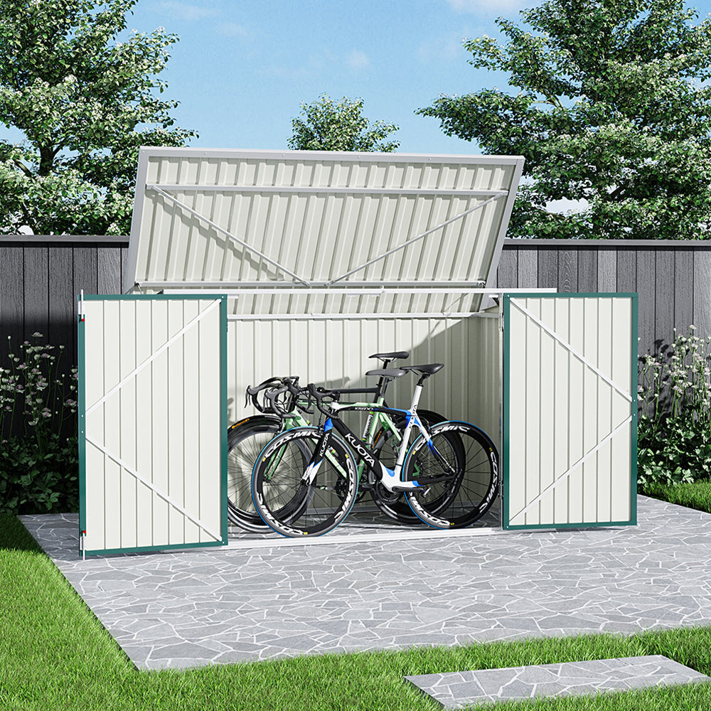 7x3ft Charcoal Black/Green/Grey Lockable Steel Garden Storage Shed