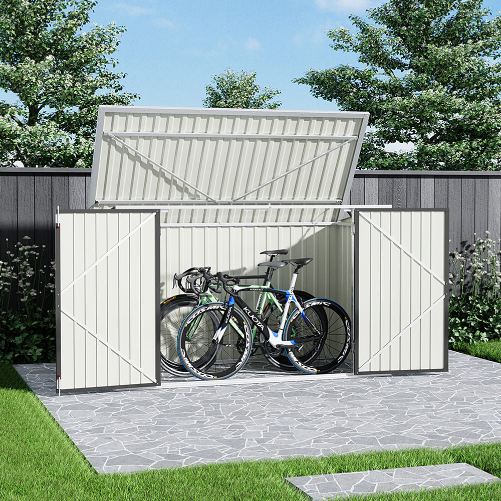 7x3ft Charcoal Black/Green/Grey Lockable Steel Garden Storage Shed