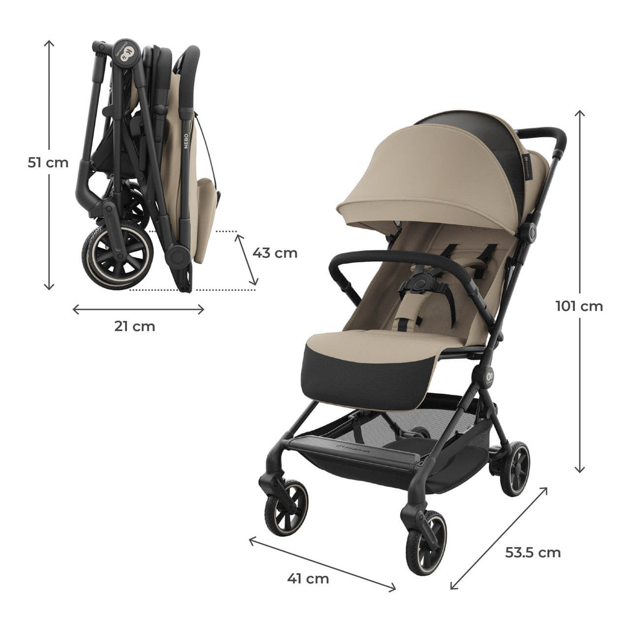 Kinderkraft Nebo Compact Stroller – Soft Beige by KinderKraft